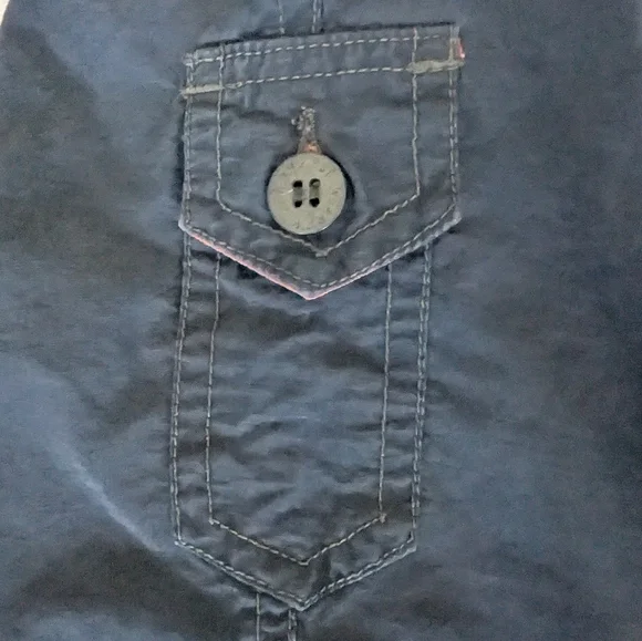 Wear First Men's Vintage Y2K Navy Blue Cotton Nylon Utility Cargo Shorts Sz M - Picture 6 of 8